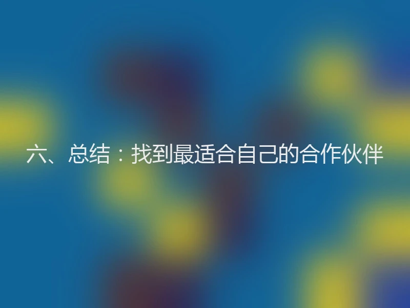 六、总结：找到最适合自己的合作伙伴