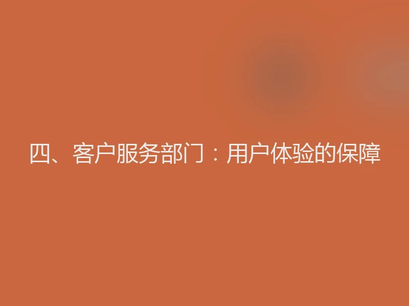 四、客户服务部门：用户体验的保障