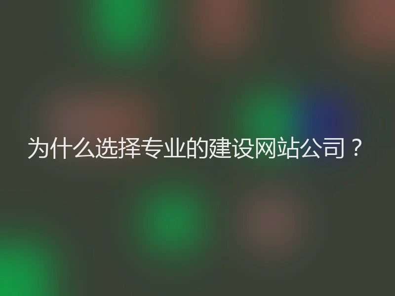 为什么选择专业的建设网站公司？