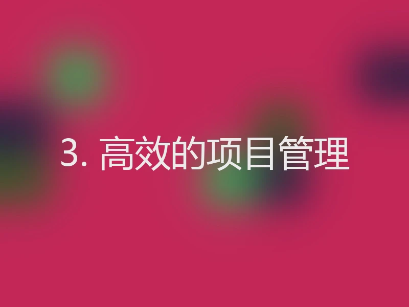 3. 高效的项目管理