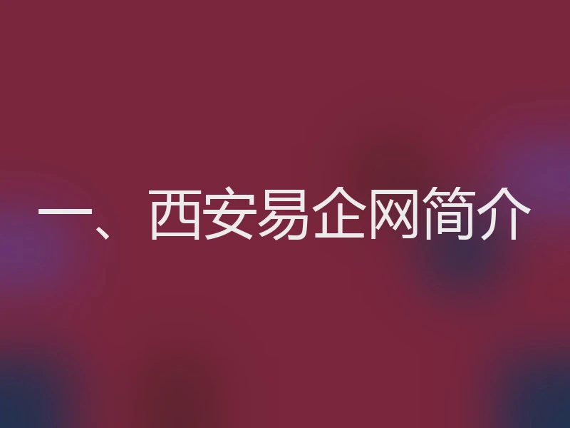 一、西安易企网简介