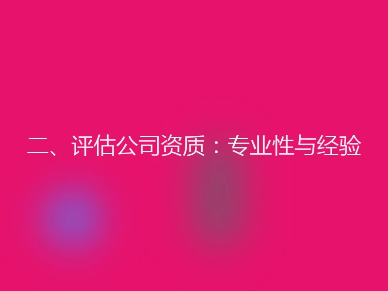 二、评估公司资质：专业性与经验