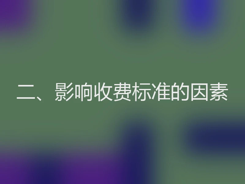 二、影响收费标准的因素