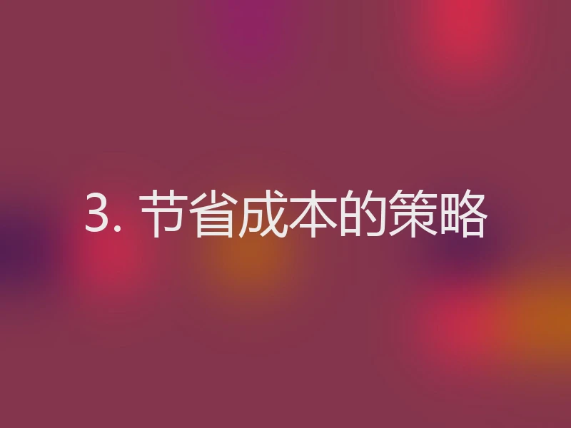 3. 节省成本的策略