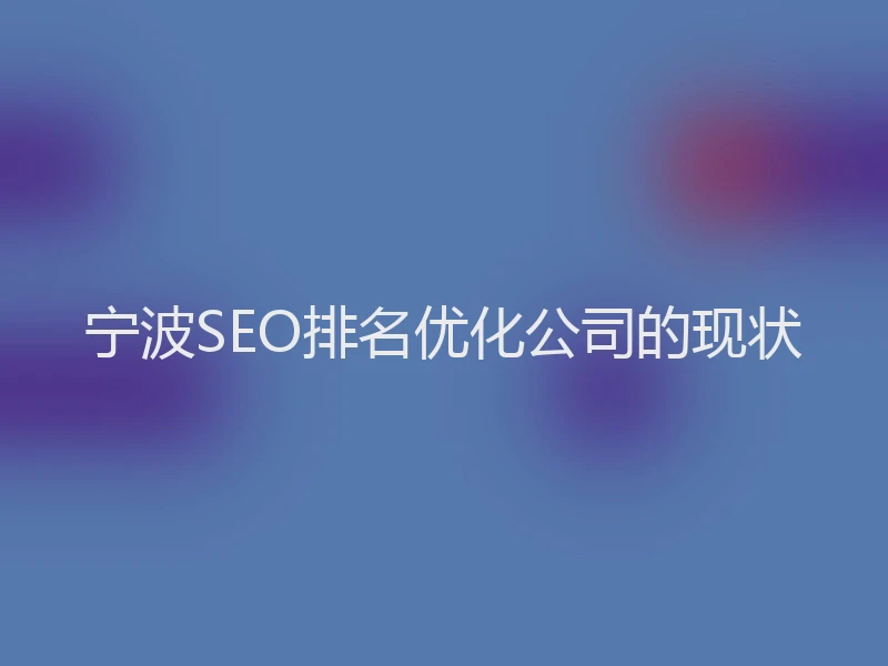 宁波SEO排名优化公司的现状