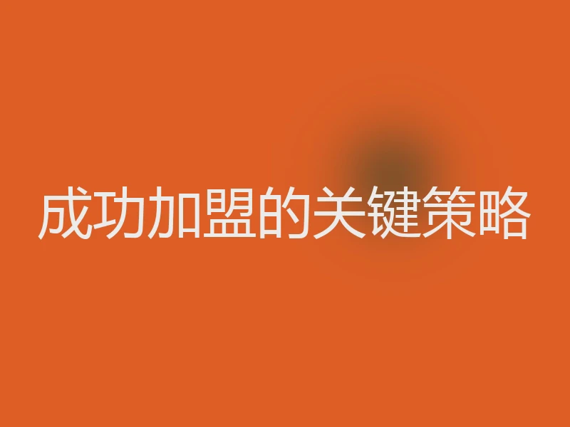 成功加盟的关键策略
