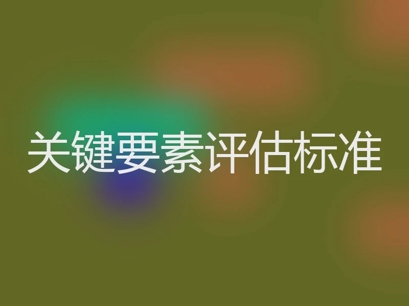 关键要素评估标准