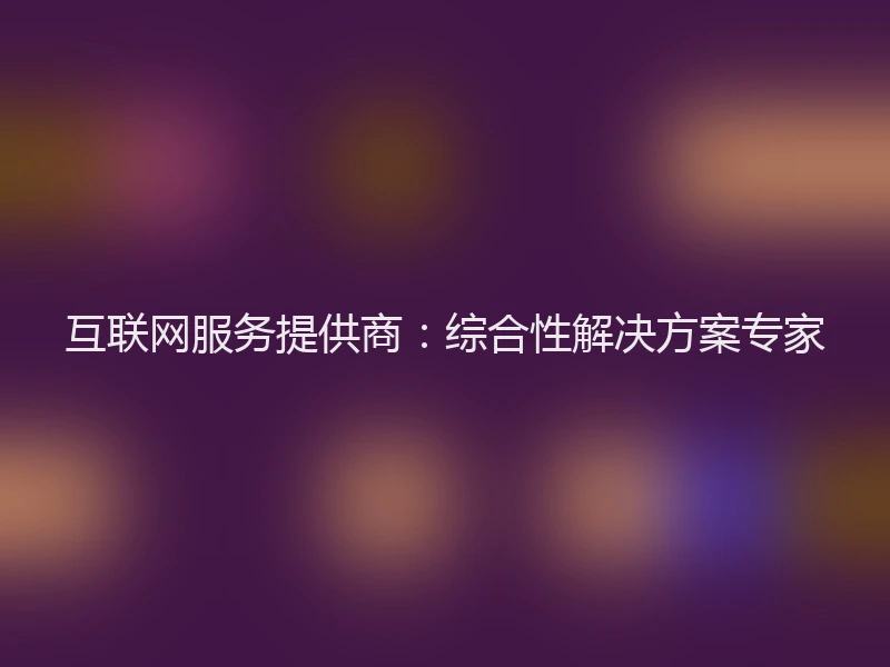 互联网服务提供商：综合性解决方案专家