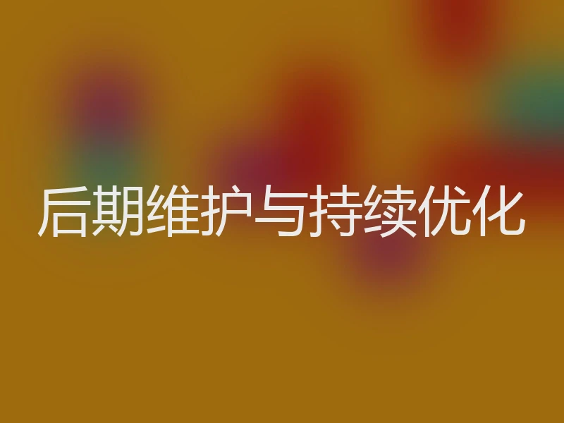 后期维护与持续优化