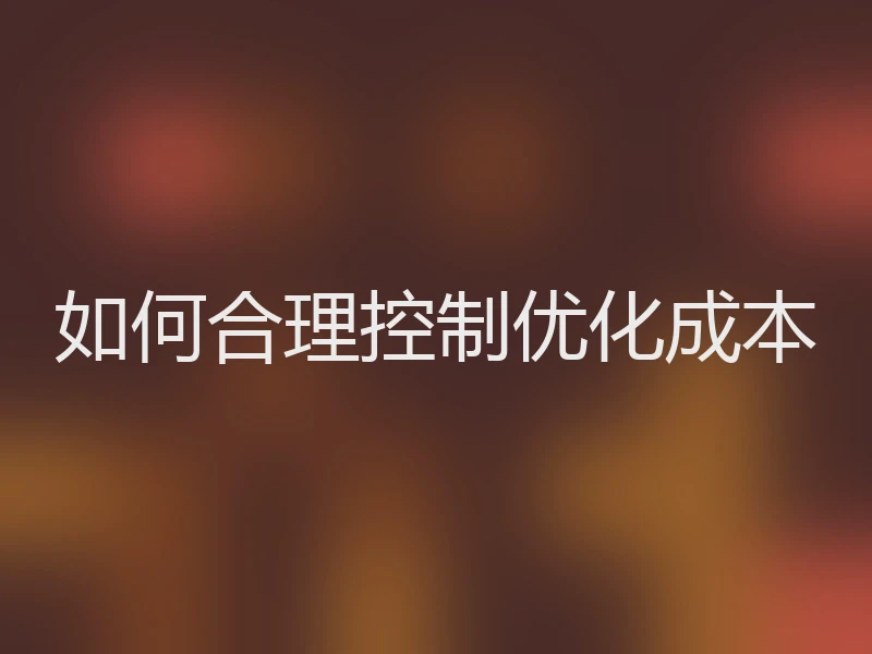 如何合理控制优化成本