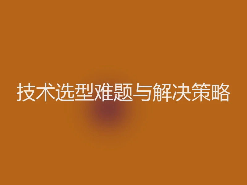 技术选型难题与解决策略