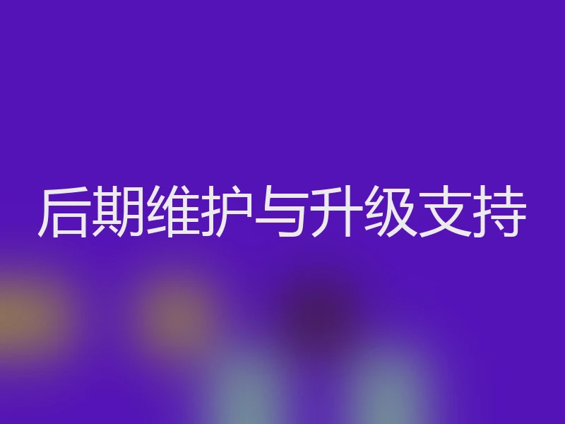 后期维护与升级支持