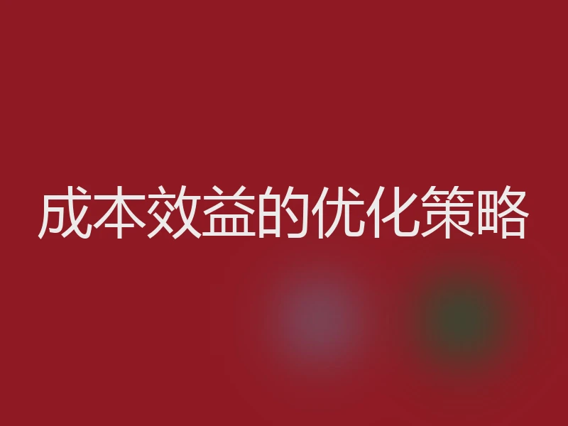 成本效益的优化策略