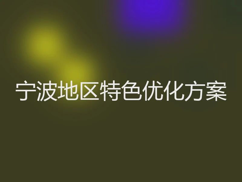 宁波地区特色优化方案