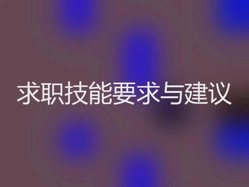 求职技能要求与建议