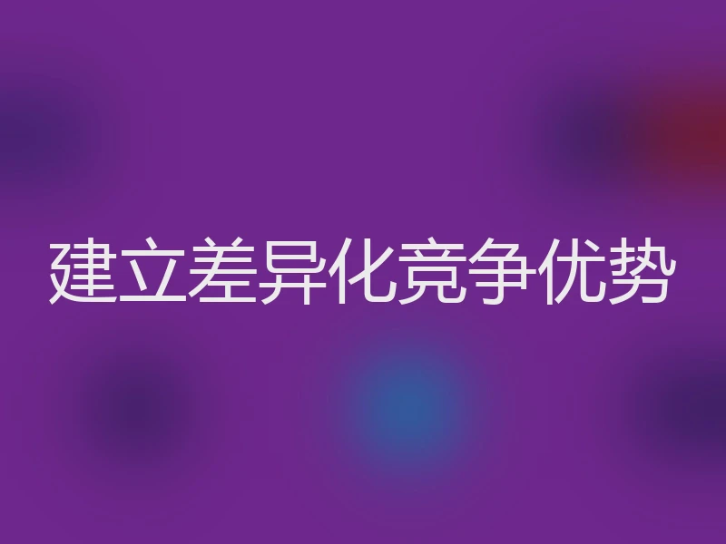 建立差异化竞争优势