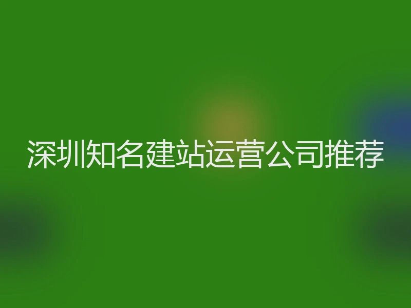 深圳知名建站运营公司推荐