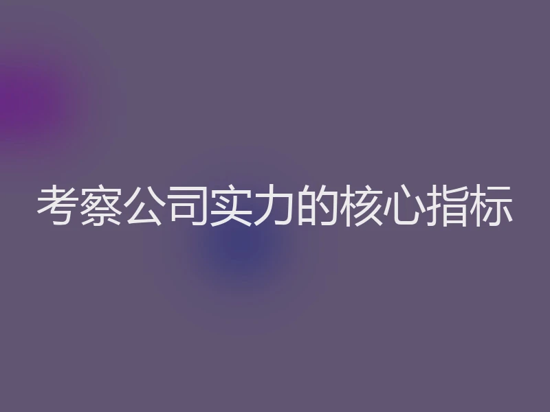 考察公司实力的核心指标