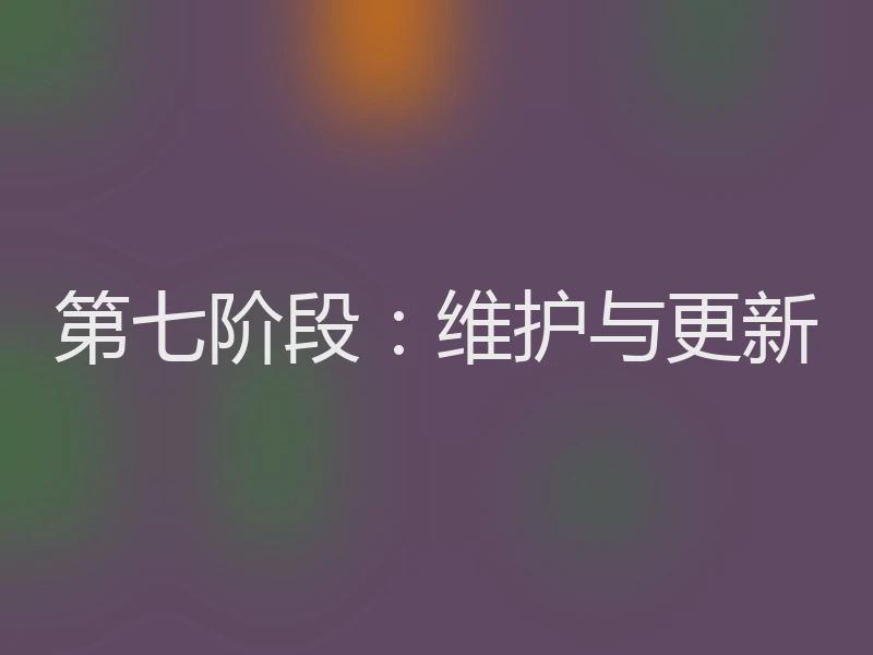 第七阶段：维护与更新