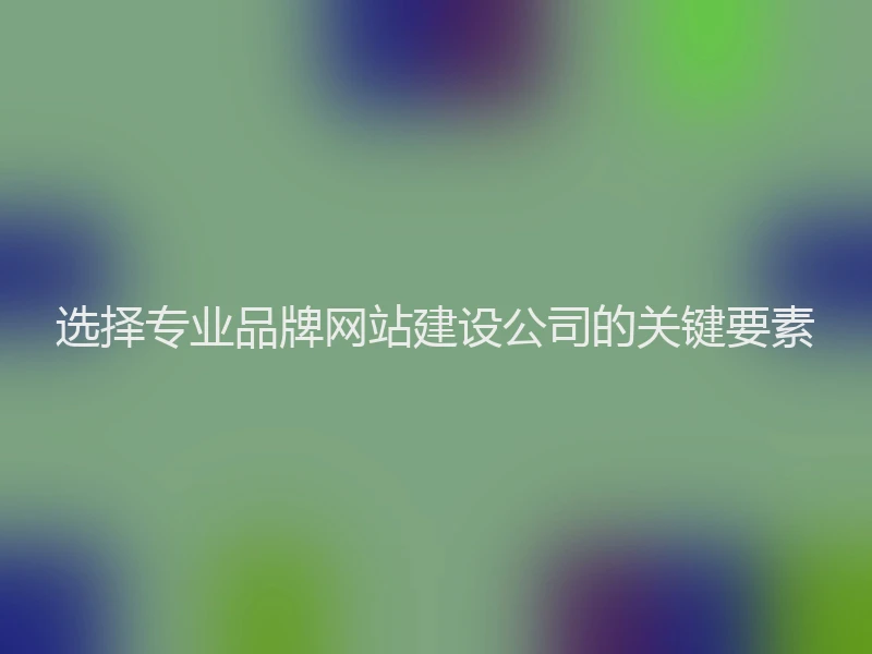 选择专业品牌网站建设公司的关键要素