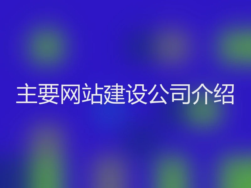 主要网站建设公司介绍