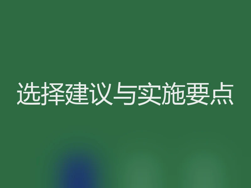 选择建议与实施要点