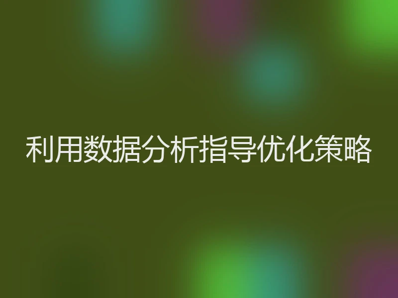 利用数据分析指导优化策略