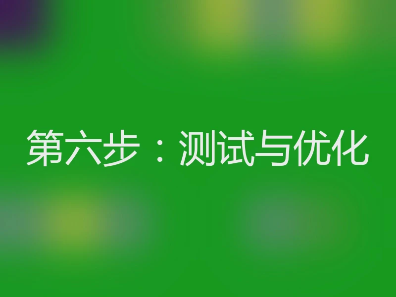 第六步：测试与优化