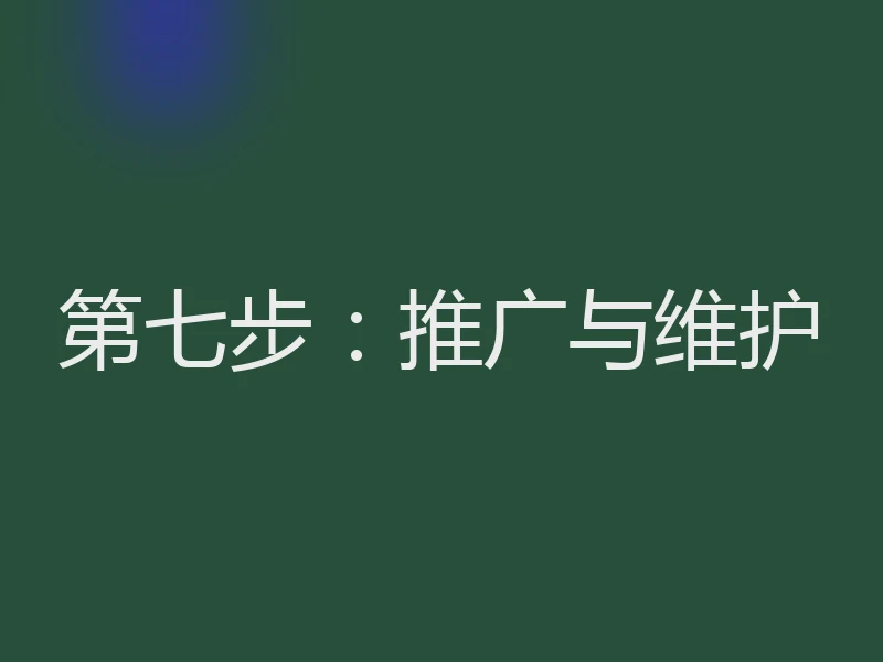 第七步：推广与维护