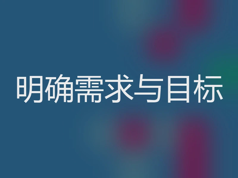 明确需求与目标