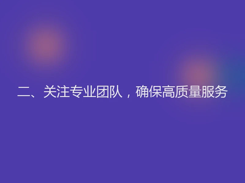二、关注专业团队，确保高质量服务