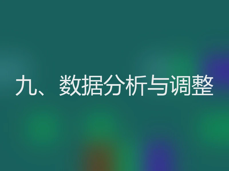 九、数据分析与调整