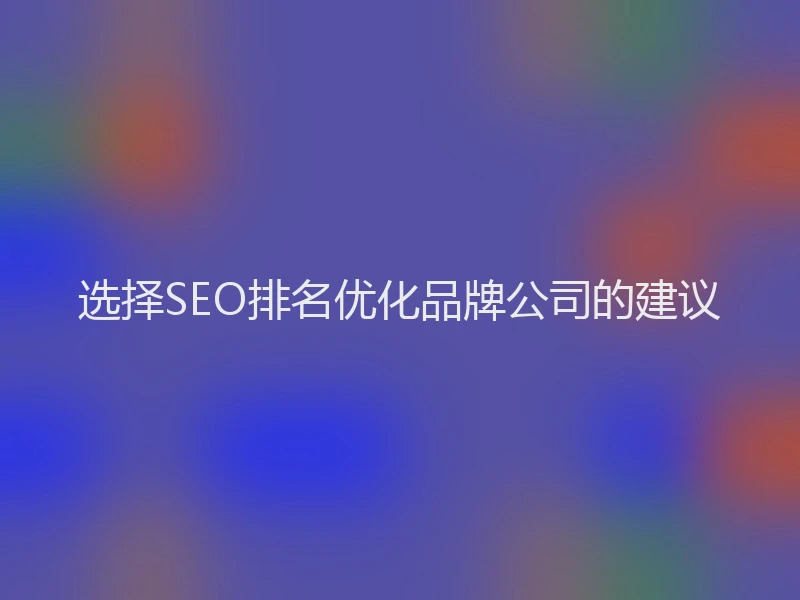 选择SEO排名优化品牌公司的建议