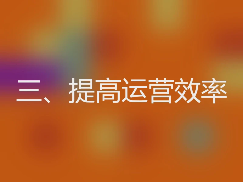 三、提高运营效率