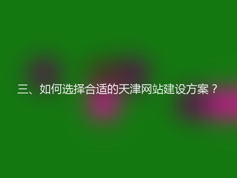 三、如何选择合适的天津网站建设方案？