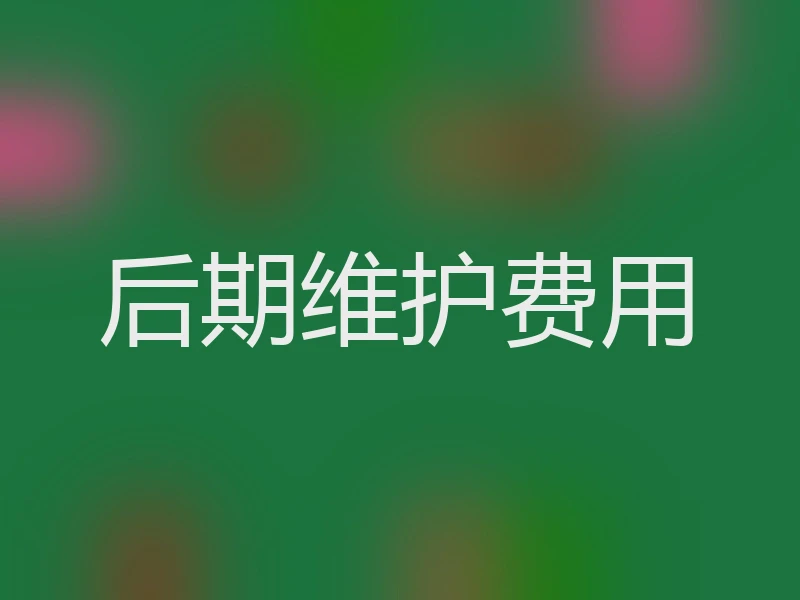 后期维护费用