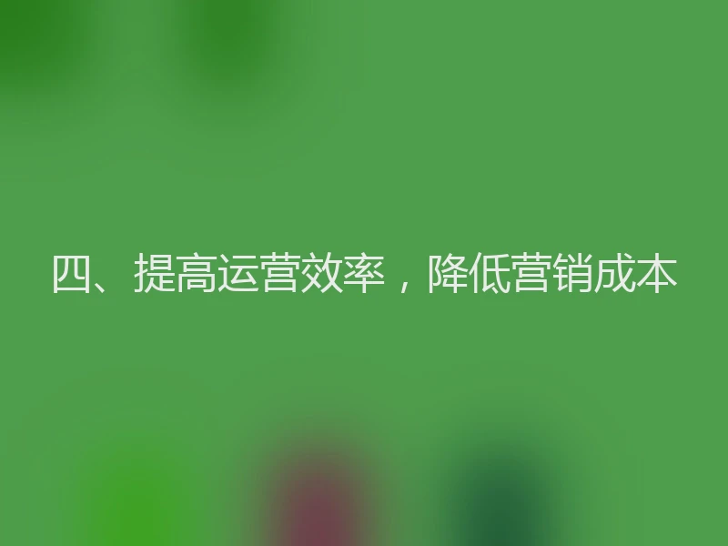 四、提高运营效率，降低营销成本