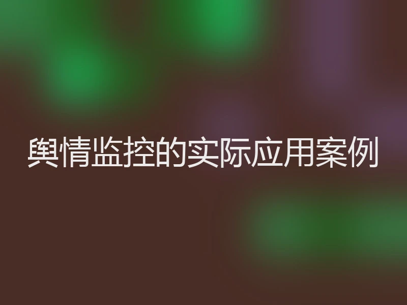 舆情监控的实际应用案例