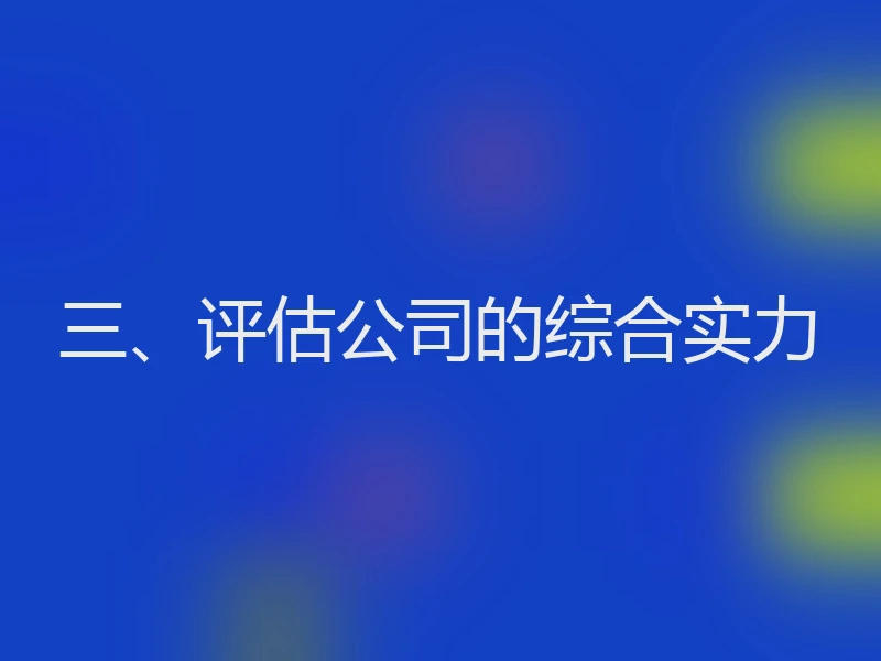 三、评估公司的综合实力