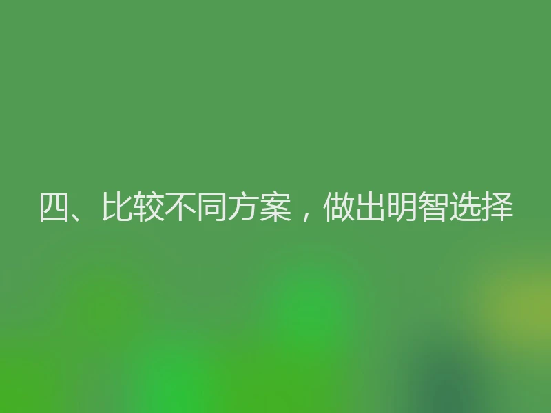 四、比较不同方案，做出明智选择