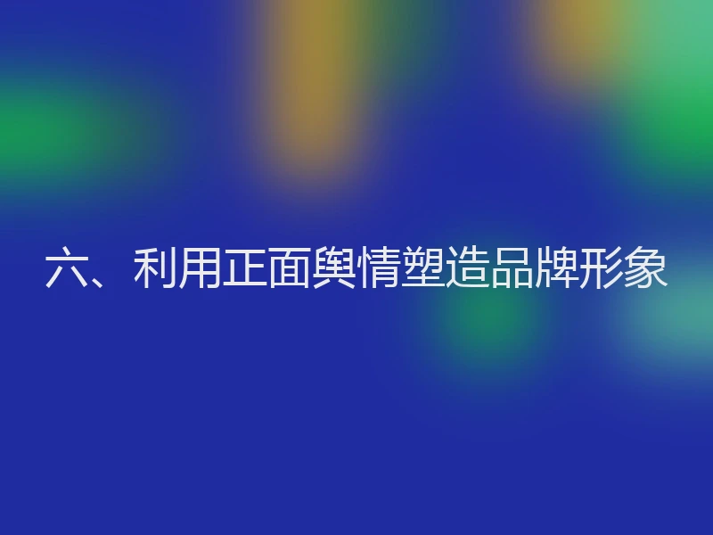六、利用正面舆情塑造品牌形象