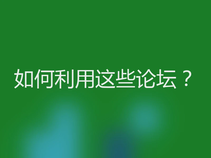 如何利用这些论坛？