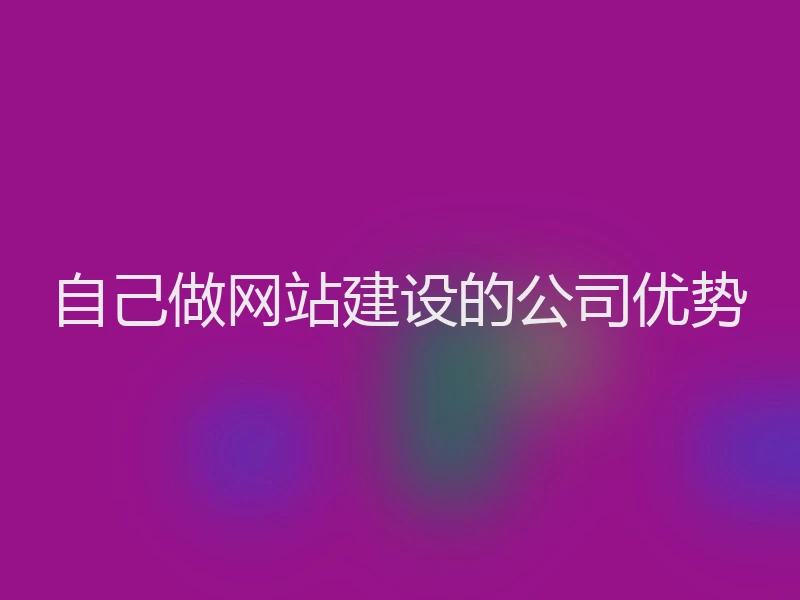 自己做网站建设的公司优势