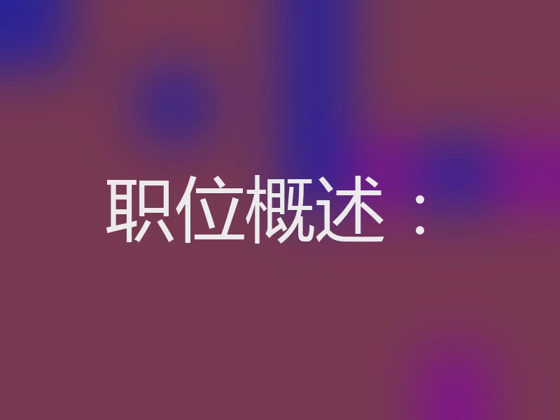 职位概述：